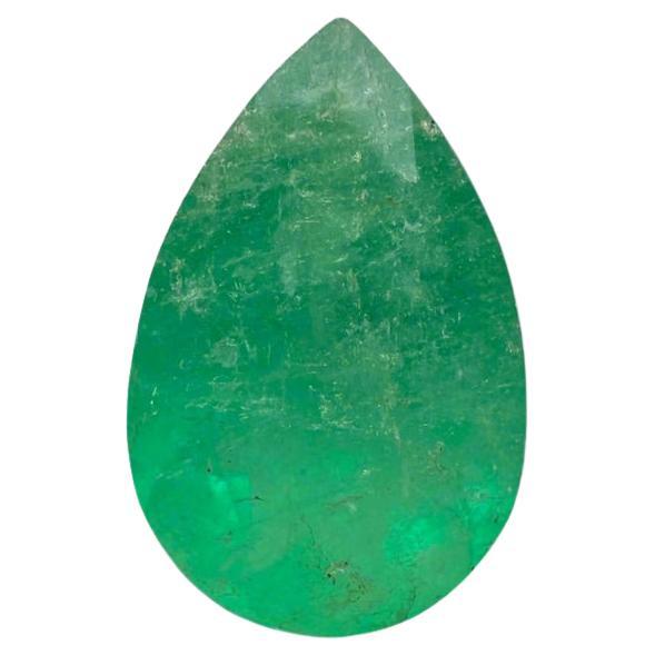 Esmeralda colombiana verde amarillenta de 2.92 quilates - Piedra de nacimiento de mayo en forma de lágrima talla pera