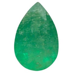 Esmeralda colombiana verde amarillenta de 2.92 quilates - Piedra de nacimiento de mayo en forma de lágrima talla pera