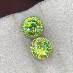 2.92 Ct Natural Greenish Yellow Fire Sphene (Titanite) Round Cut Loose Gemstones