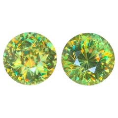 2.92 Ct Natural Greenish Yellow Fire Sphene (Titanite) Round Cut Loose Gemstones
