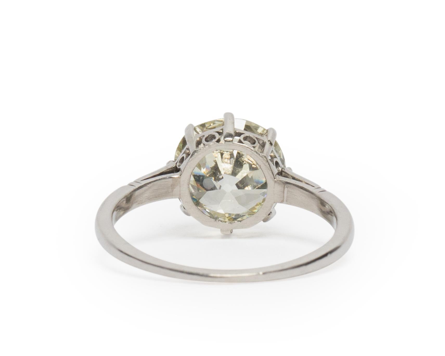 Old European Cut 2.92 GIA Certified Carat Diamond Platinum Engagement Ring