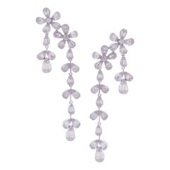 292 boucles d'oreilles en or blanc 18 carats avec diamants ronds et baguettes