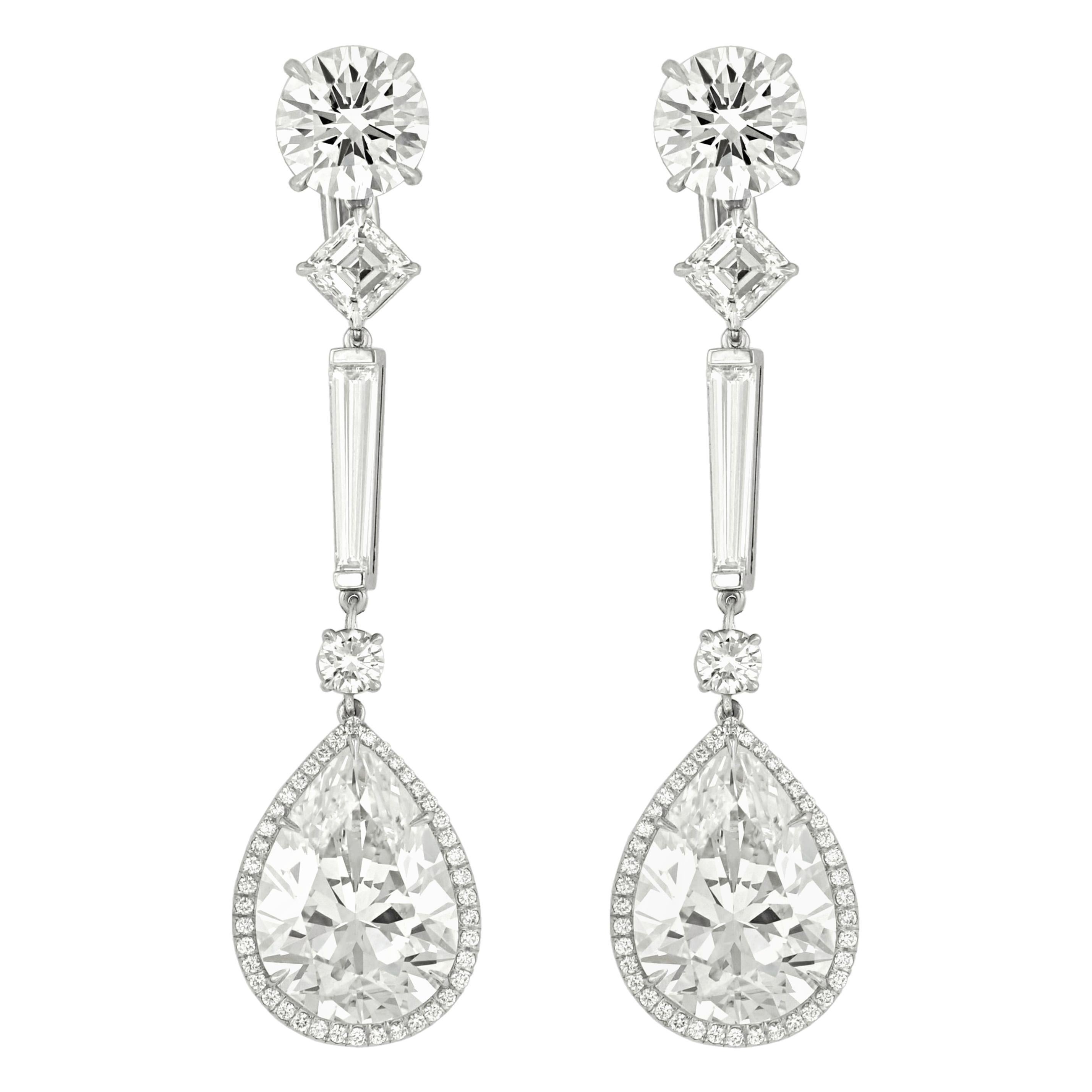 29.28 Carat GIA Certified Pear Shape Diamond Earrings
