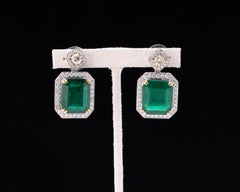 29.29 Carat Emerald and Diamond Drop Earrings