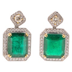 29.29 Carat Emerald and Diamond Drop Earrings