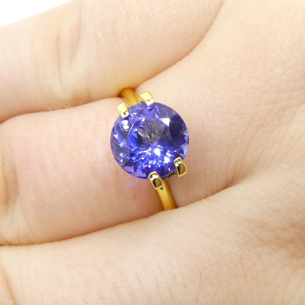 Description:

Gem Type: Tanzanite 
Number of Stones: 1
Weight: 2.92 cts
Measurements: 8.47 x 8.47 x 5.90 mm mm
Shape: Round
Cutting Style Crown: Brilliant Cut
Cutting Style Pavilion: Brilliant Cut 
Transparency: Transparent
Clarity: Loupe