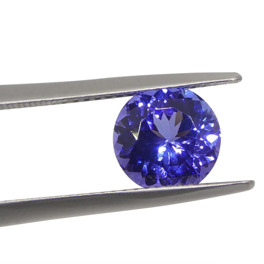 Round Cut 2.92ct Round Violet Blue Tanzanite from Tanzania For Sale