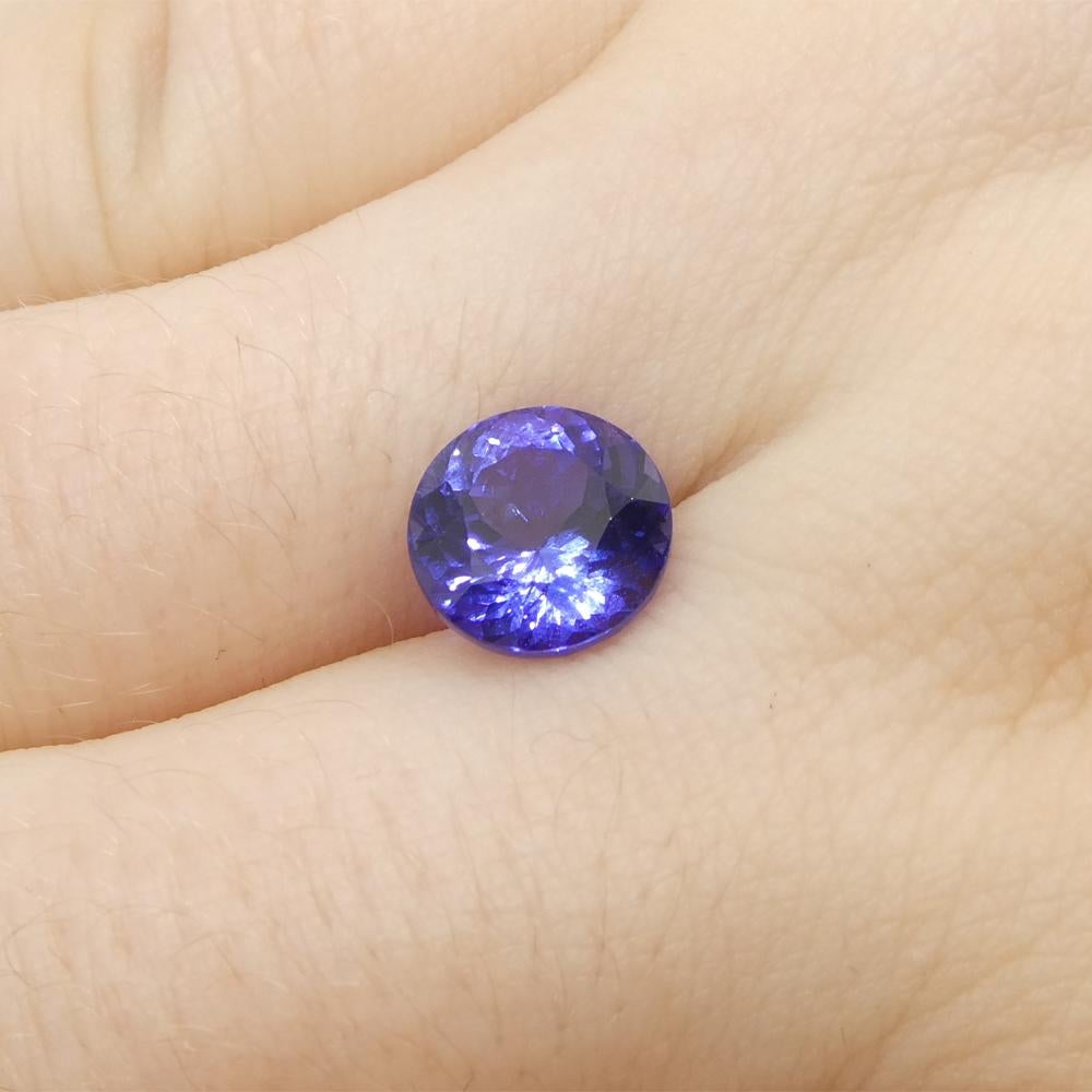 Women's or Men's 2.92ct Round Violet Blue Tanzanite from Tanzania For Sale