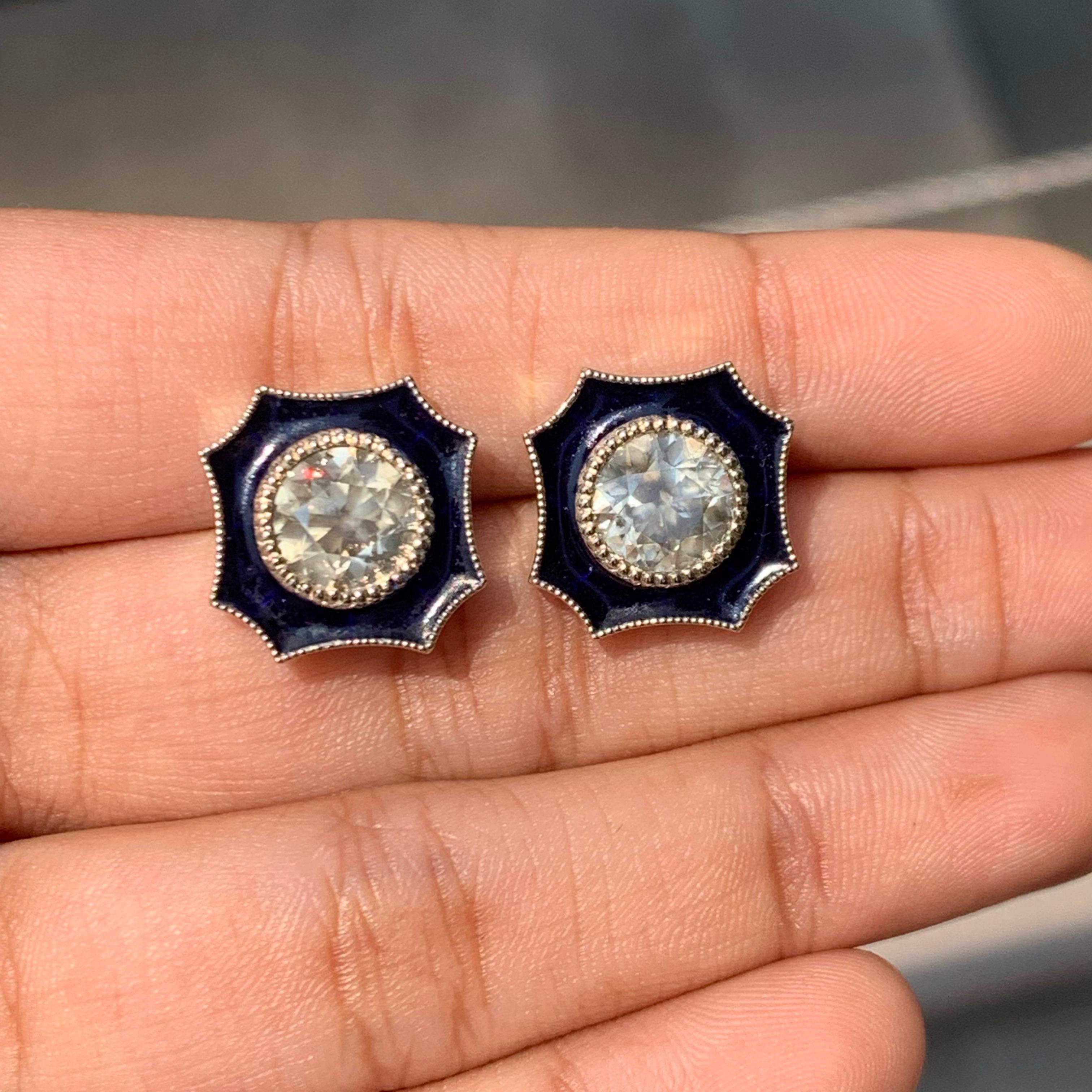 Boucles d'oreilles en diamant taille ancienne de 2,93 carats de style Art déco (or 14K) Neuf - En vente à Bangkok, TH