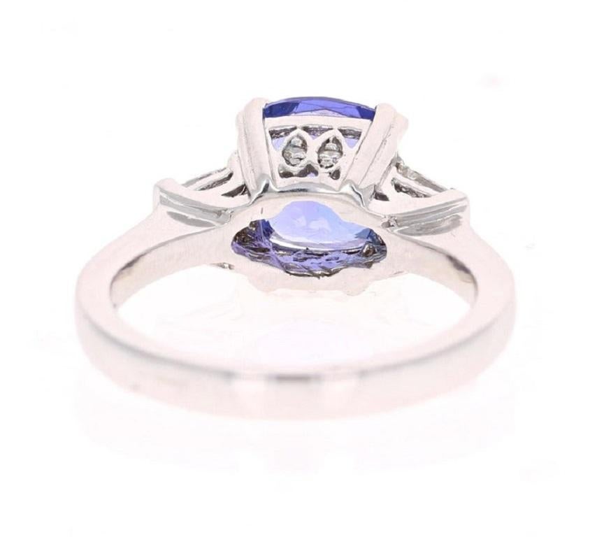 2.93 Carat Cushion Cut Tanzanite Diamond White Gold Ring In New Condition For Sale In Los Angeles, CA