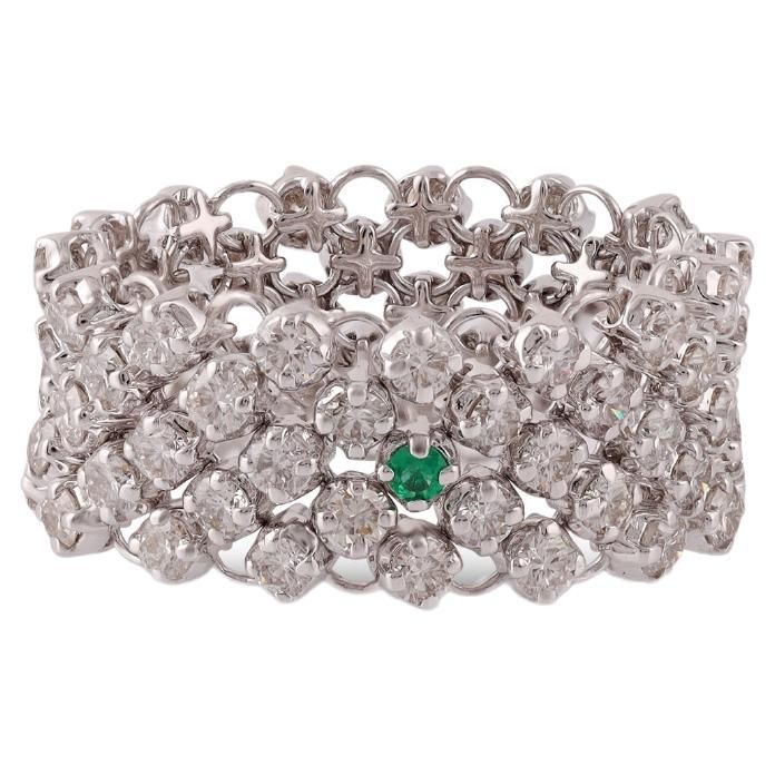 Bracelet jonc souple en or blanc 18 carats avec diamants de 2,93 carats en vente