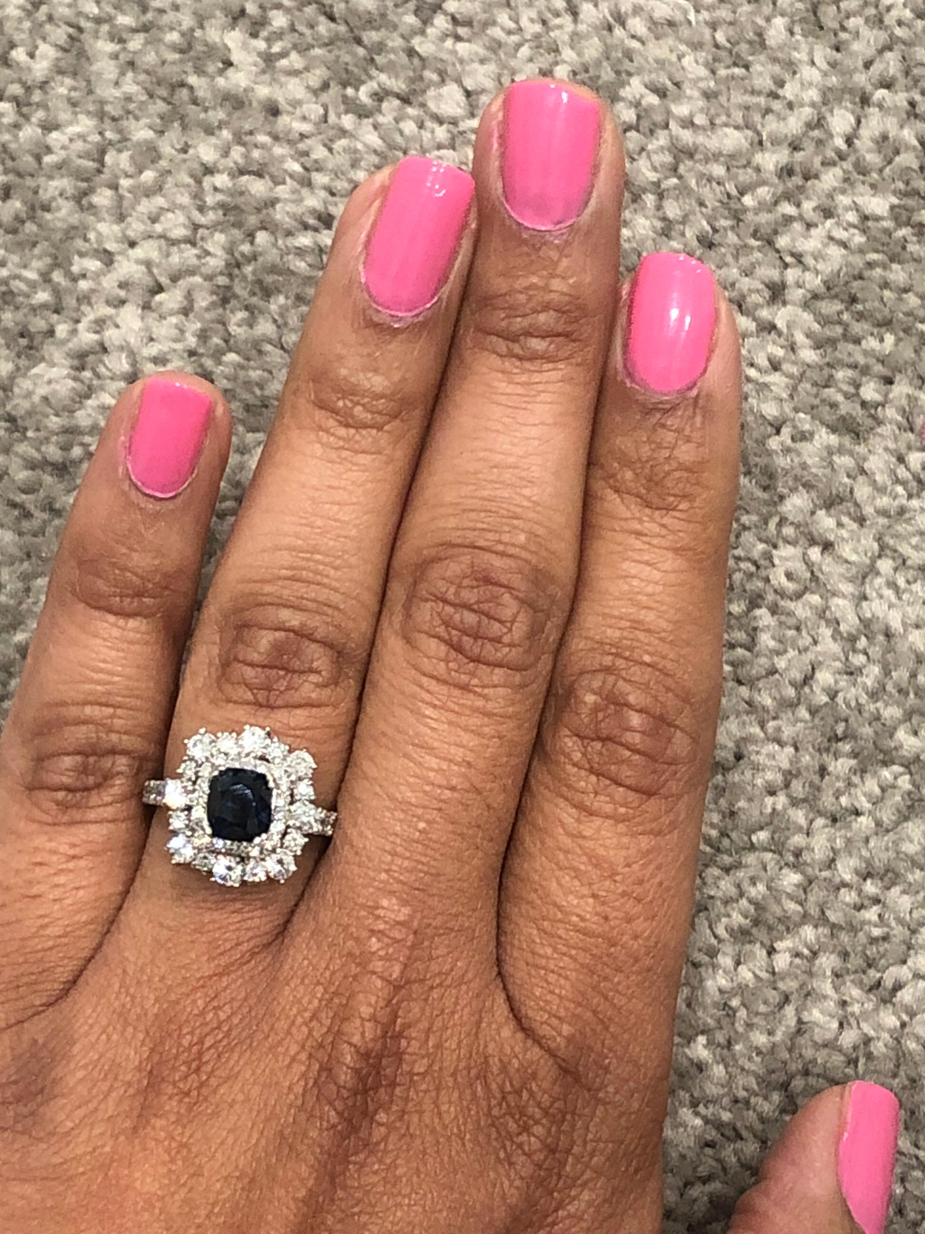 2.93 Carat GIA Certified Sapphire Diamond 18 Karat White Gold Engagement Ring 2