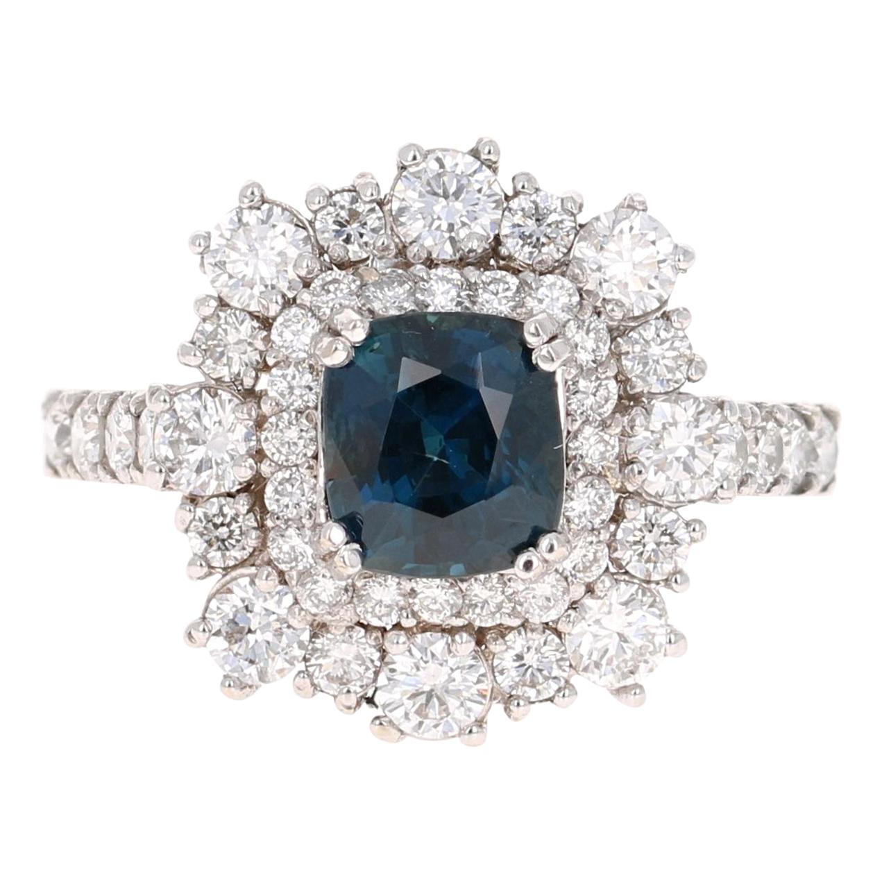 2.93 Carat GIA Certified Sapphire Diamond 18 Karat White Gold Engagement Ring