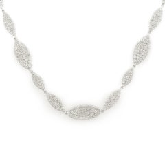 2.93 Carat Marquise Shape 14 Karat White Gold Diamond Necklace