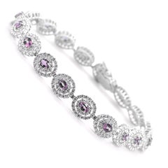 Bracelet en platine avec alexandrite naturelle de 2,93 carats de couleur changeante et diamants