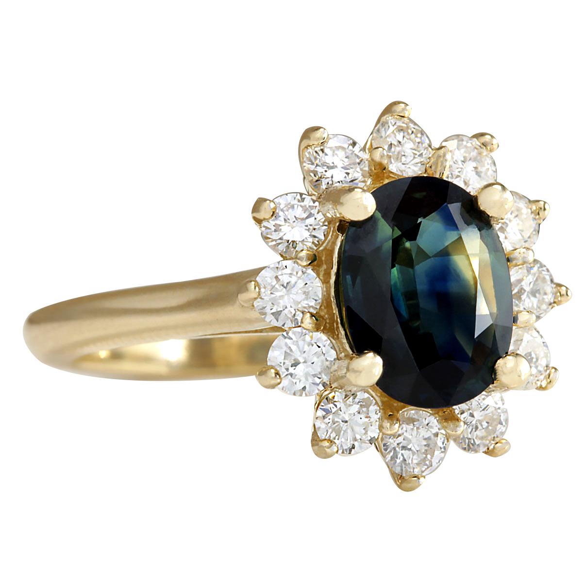 2.93 Carat Natural Sapphire 14 Karat Yellow Gold Diamond Ring
Stamped: 14K Yellow Gold
Total Ring Weight: 5.0 Grams
Total Natural Sapphire Weight is 2.08 Carat (Measures: 8.00x6.00 mm)
Color: Blue
Total Natural Diamond Weight is 0.85 Carat
Color:
