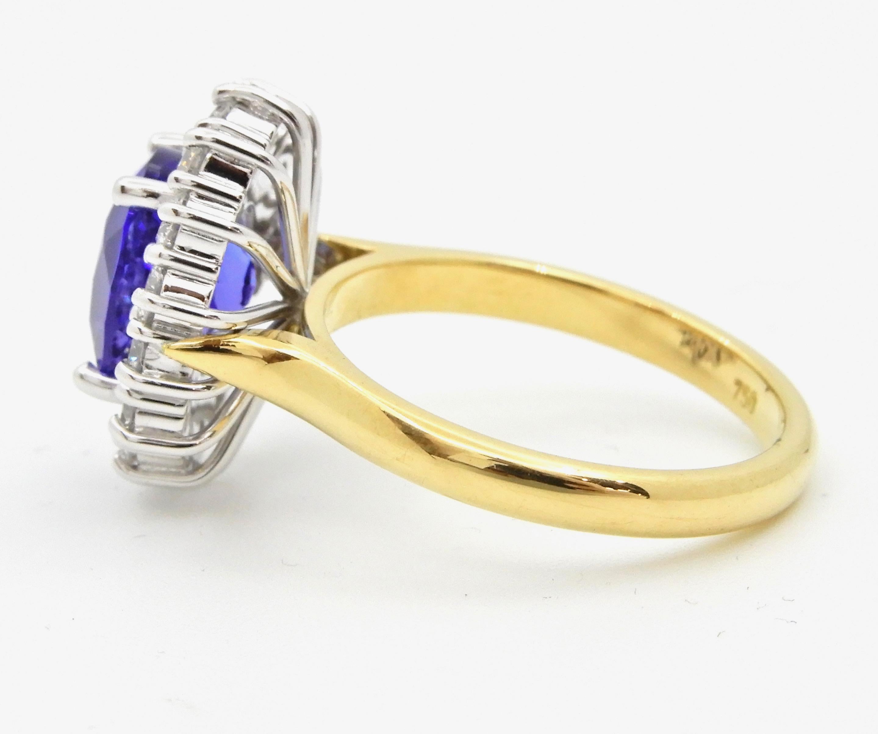 2.93 Carat Oval Cut Tanzanite Diamond Handmade 18 Carat Gold Cocktail Ring In New Condition For Sale In Brisbane, QLD