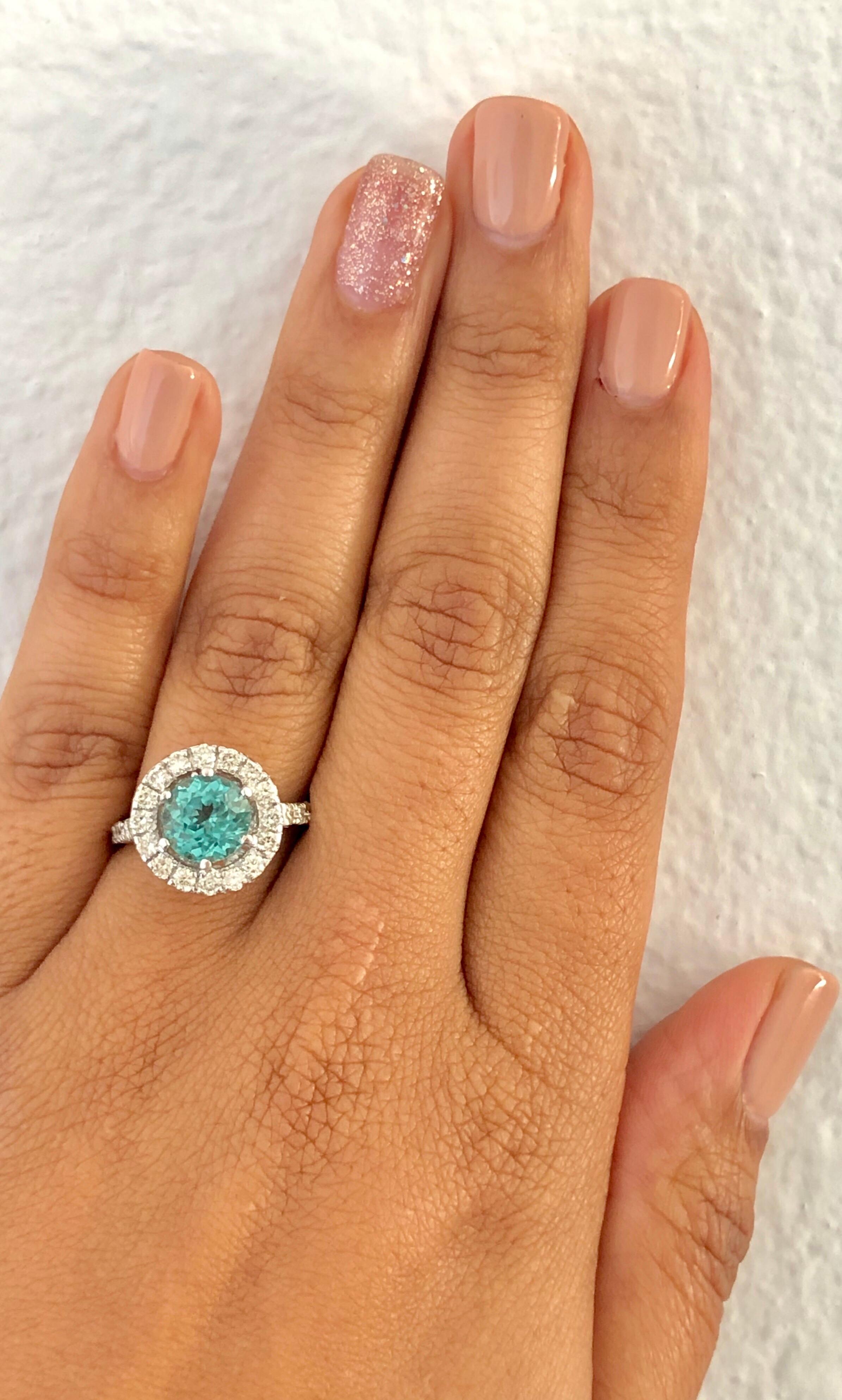 Modern 2.93 Carat Round Cut Apatite Diamond White Gold Engagement Ring For Sale