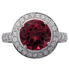 2.93 Carat Rubellite Tourmaline and Diamond Engagement Ring
