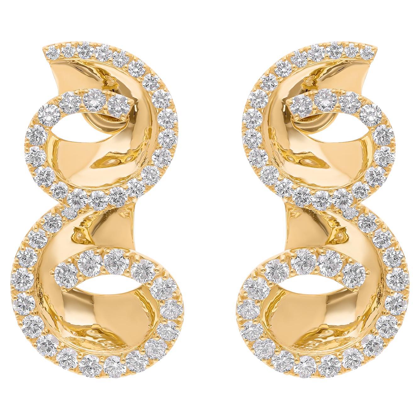 2.93 Carat SI/H Round Diamond Designer Earrings 14 Karat Yellow Gold Jewelry