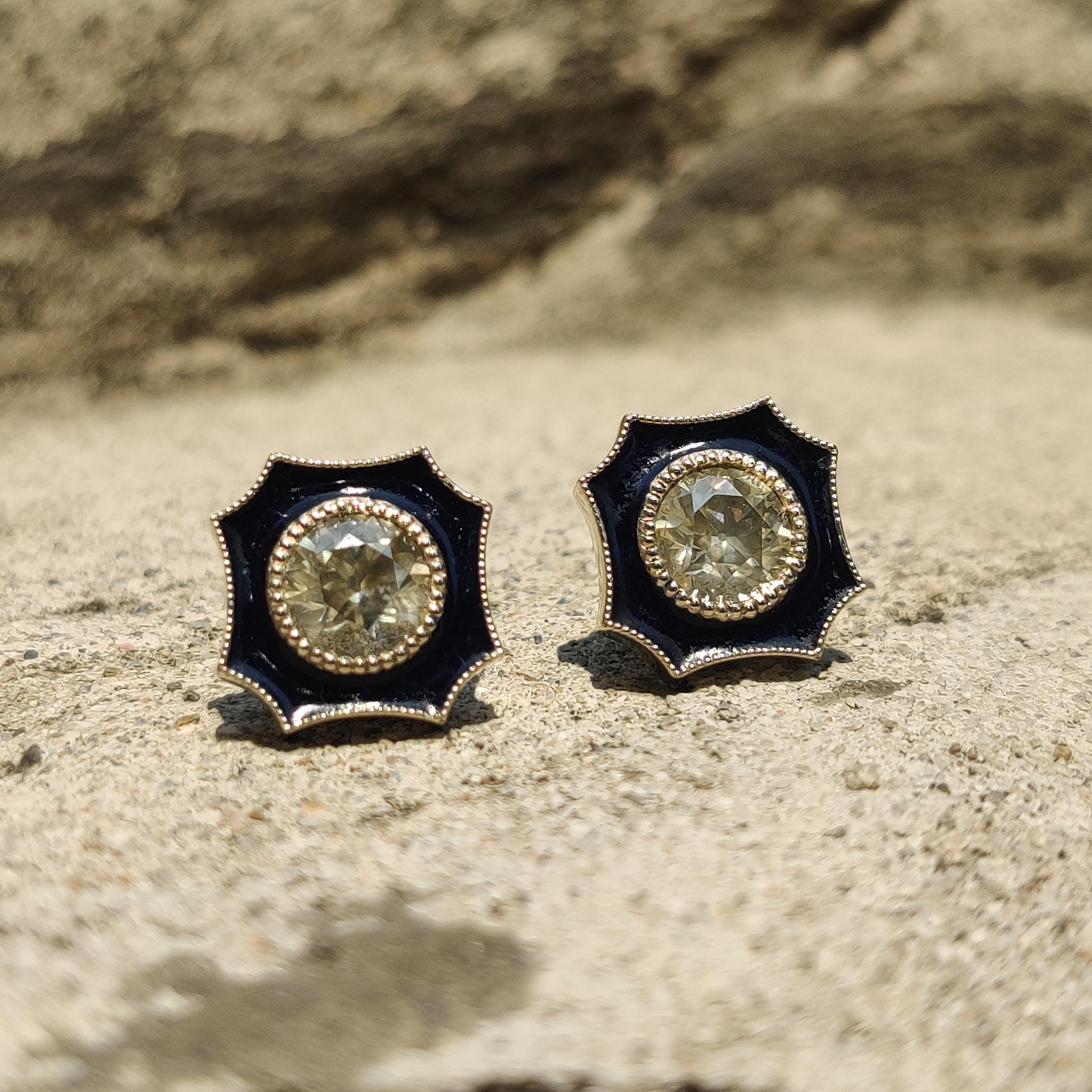 These dainty, diamond stud earrings showcase a rare and precious combination of beauty and sophistication, featuring the finest old mine cut diamonds with a total weight of 2.93 Carat. This timeless piece of jewelry was specially handcrafted to