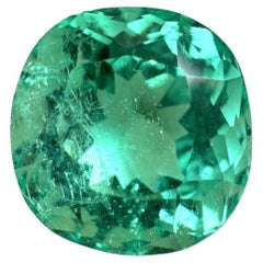 Émeraude colombienne véritable de 2,93 carats, taille coussin, pierre de naissance de mai