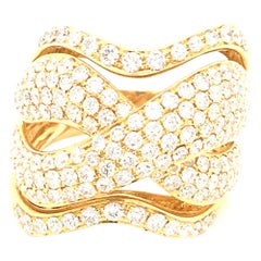 2.93 Carat White Diamonds Yellow Gold Italian Dome Ring Italy with box
