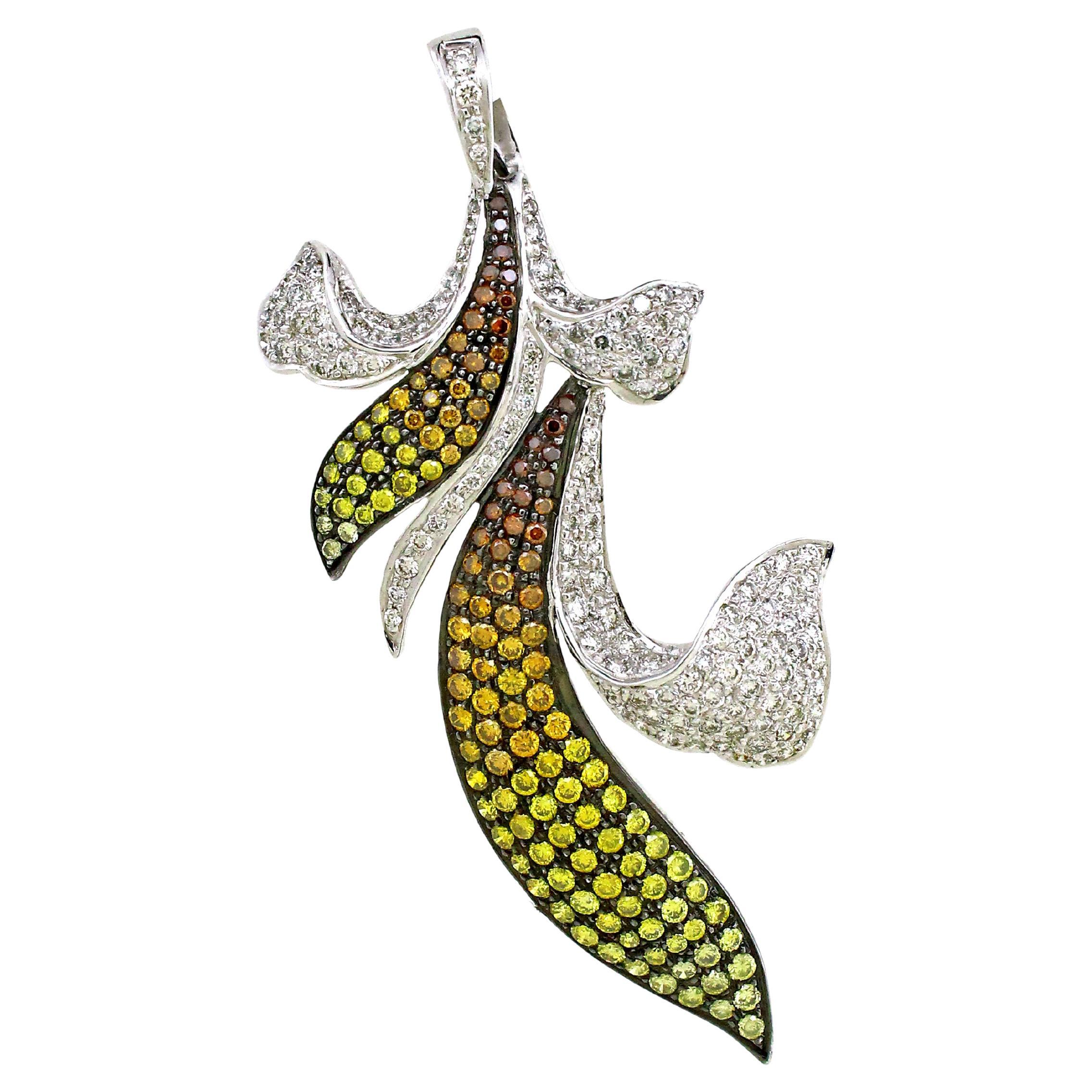 2.93 carats of diamond leaf  pendant