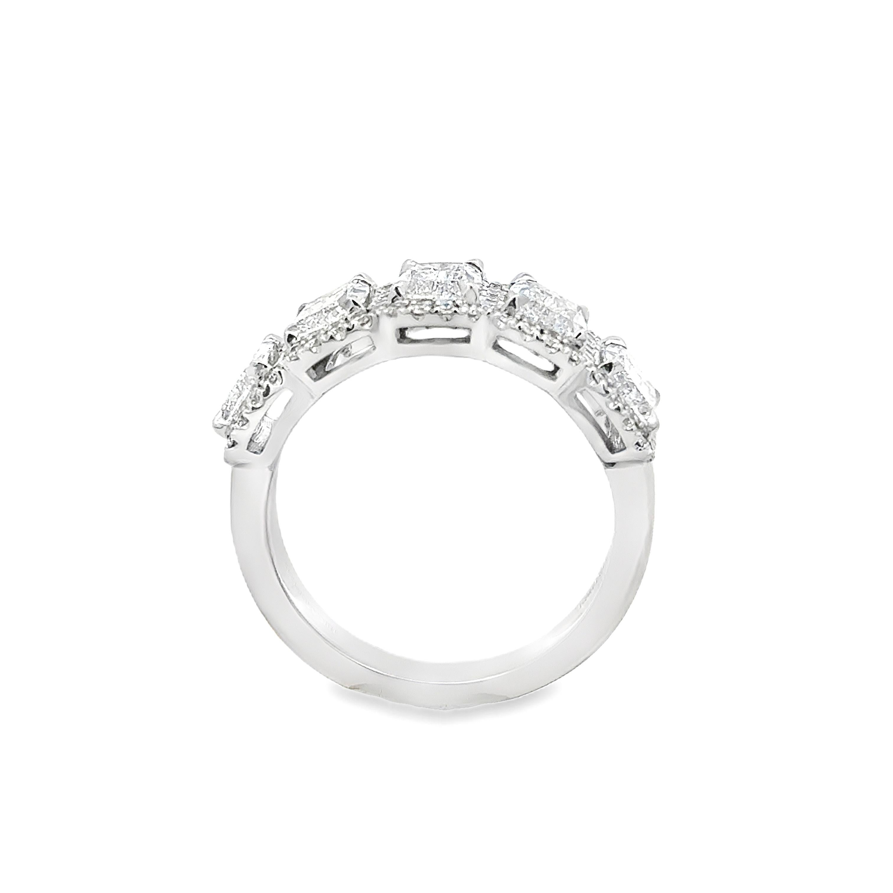 Contemporary Roman Malakov 2.57 Carats Total Elongated Cushion Cut Diamond Band in White Gold For Sale