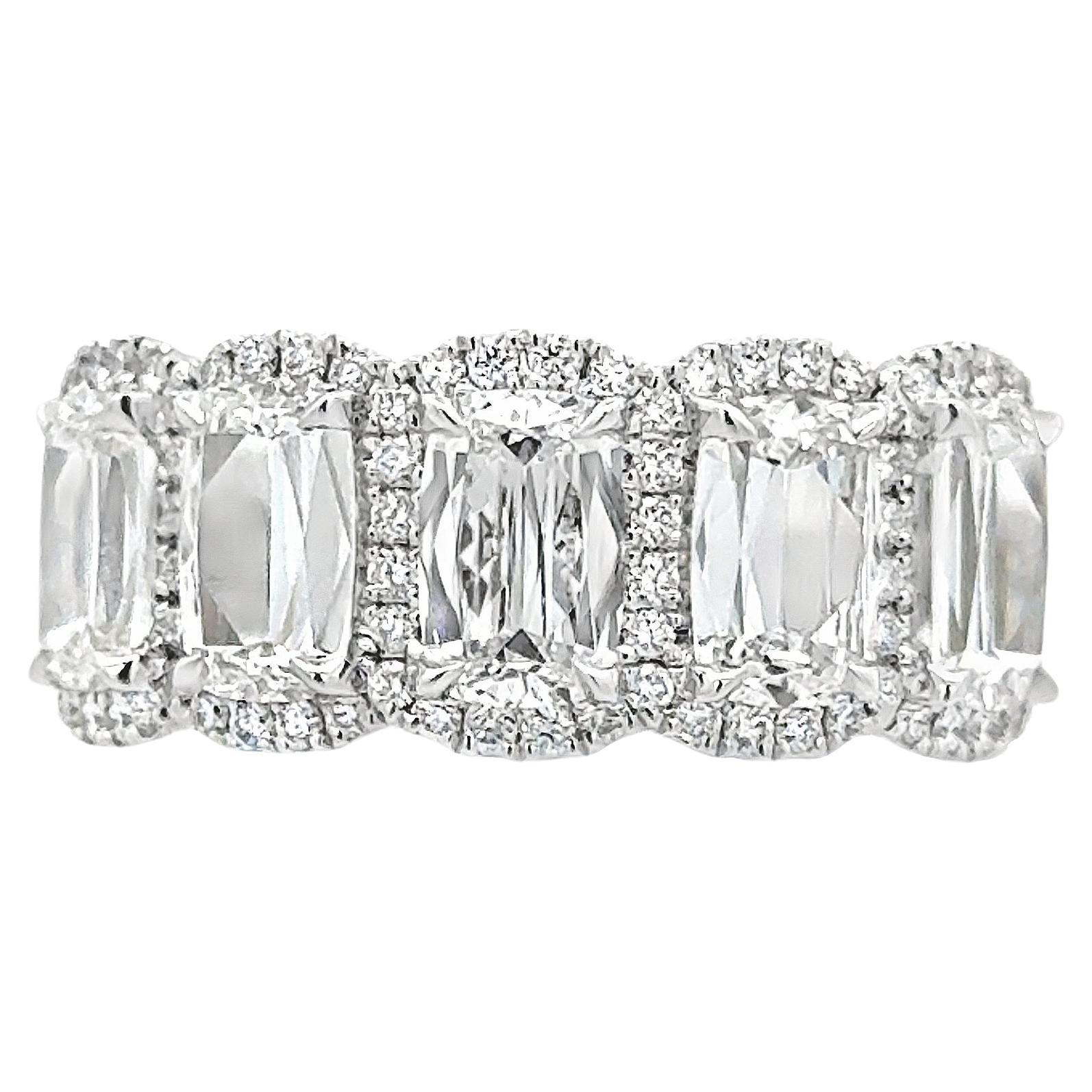 Roman Malakov 2.57 Carats Total Elongated Cushion Cut Diamond Band in White Gold For Sale