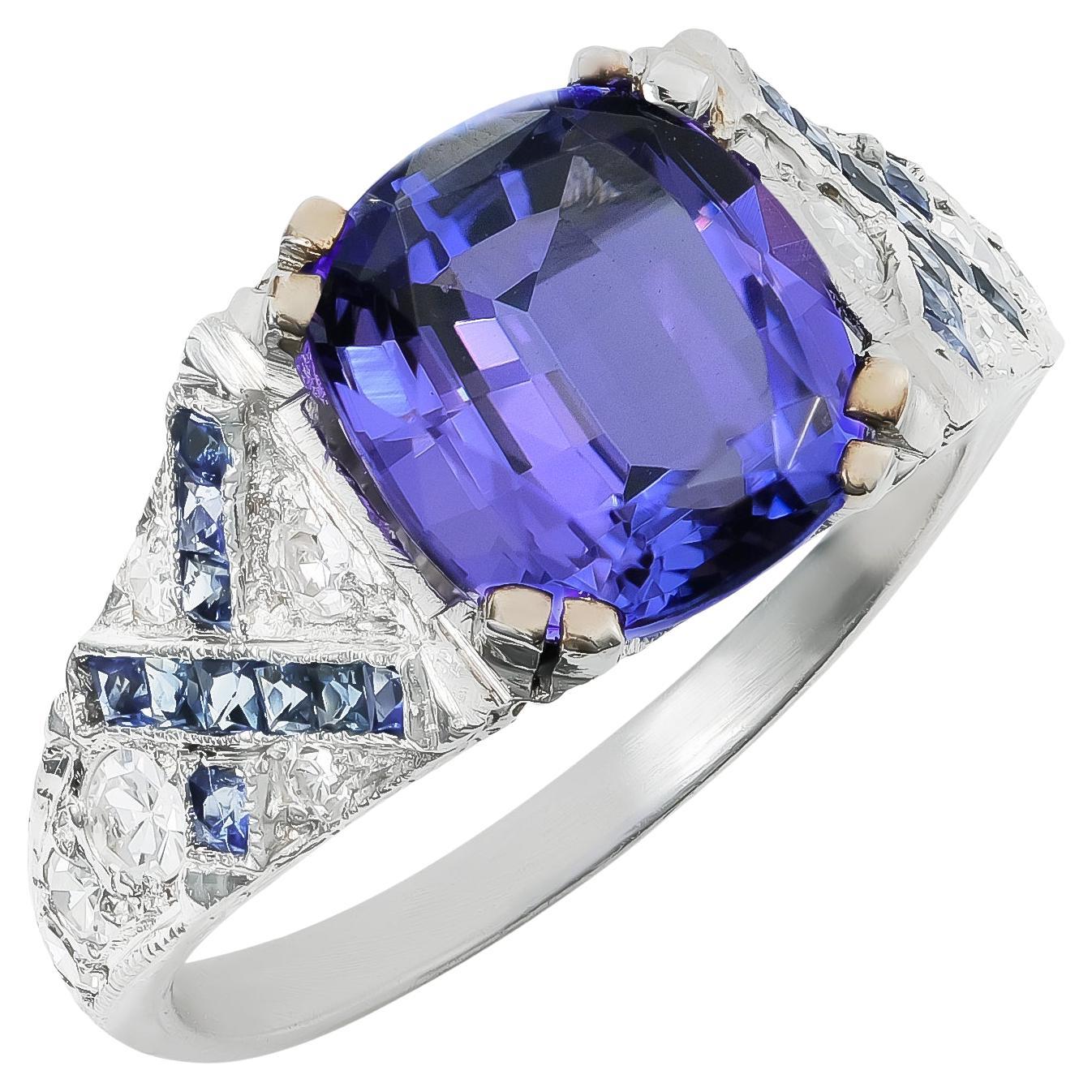 2.93 cts Natural Tanzanite 
0.24 cts Diamonds 18K White Gold Ring