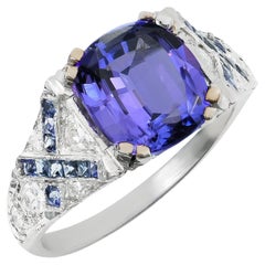 2.93 cts Natural Tanzanite 
0.24 cts Diamonds 18K White Gold Ring