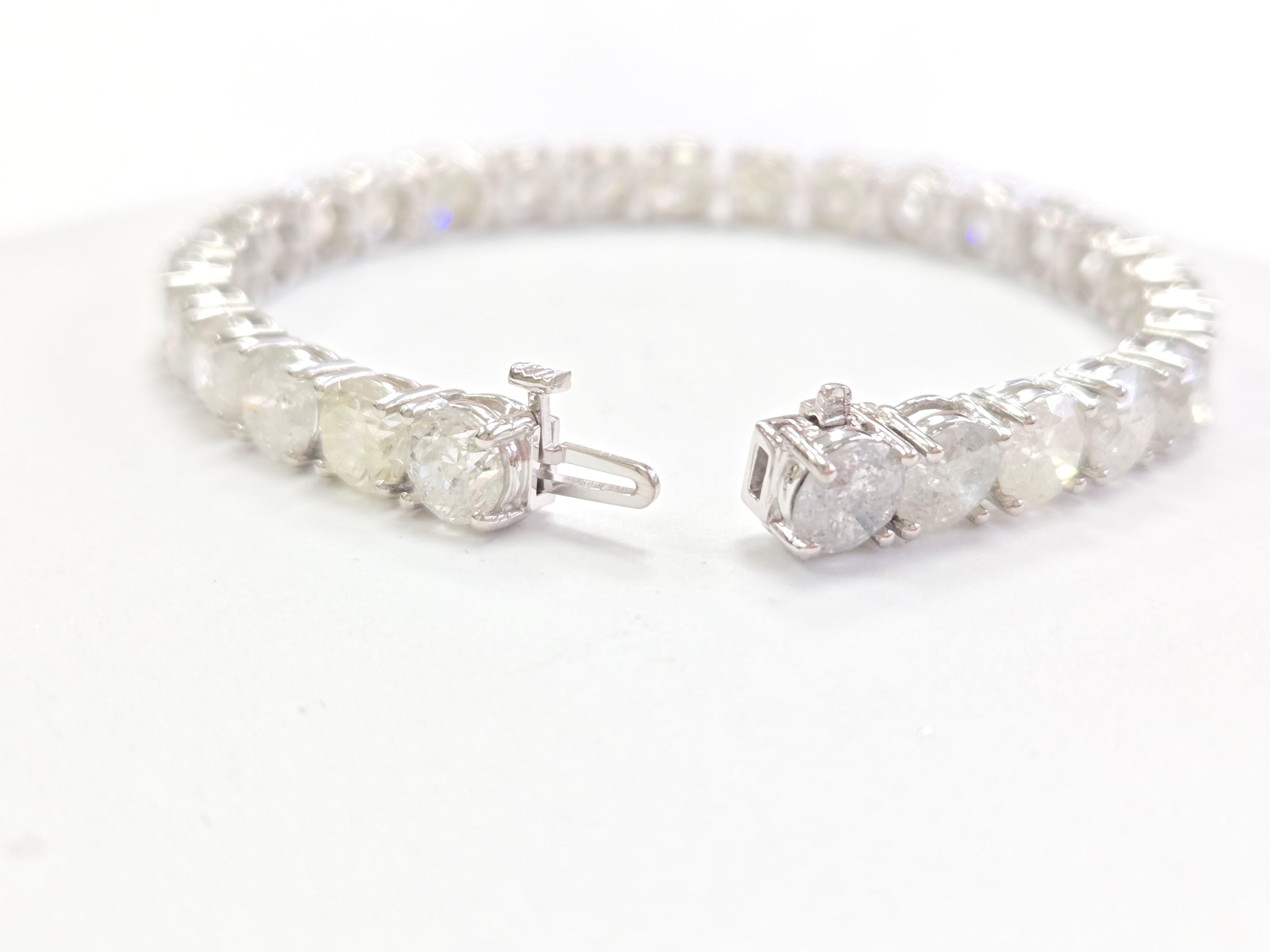 29.30 Karat natürliches Diamant-Tennisarmband aus 14 Karat Weißgold für Damen oder Herren