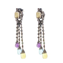 29.34 Carat Diamond and Mix Stones Chandelier Earrings