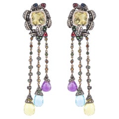 29.34 Carat Diamond and Mix Stones Chandelier Earrings