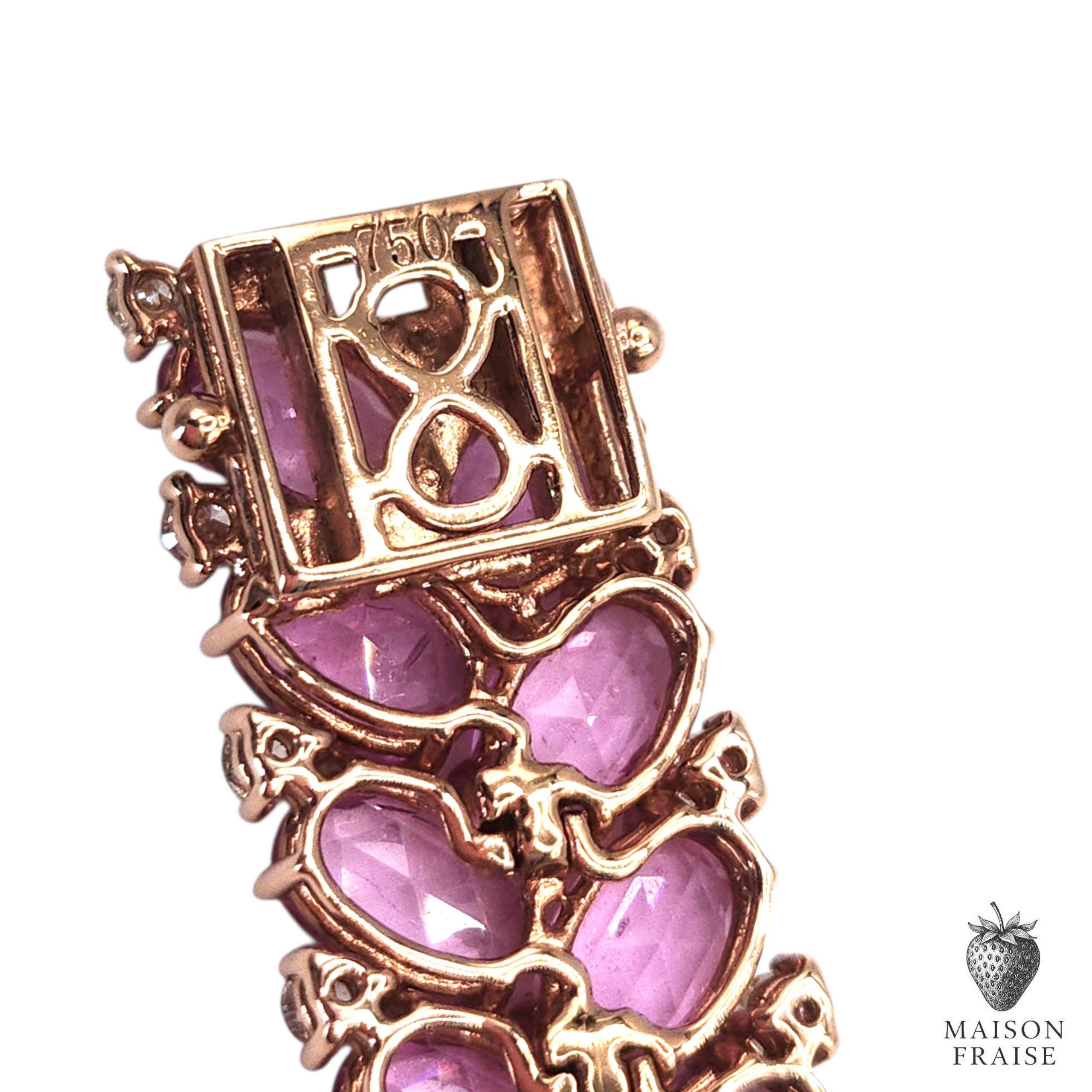 29.35ct Pink Sapphire Bracelet with Diamonds in 18K Rose Gold en Nuevo estado para la venta en Kuala Lumpur, MY