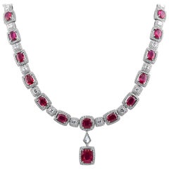29.36 Carat Ruby Necklace Set in 18 Karat