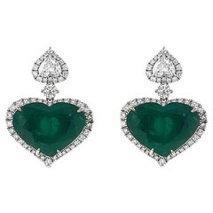 29.36 T.W Natural Mined Heart Shaped Emerald Diamond Chandelier 18KT White Gold 