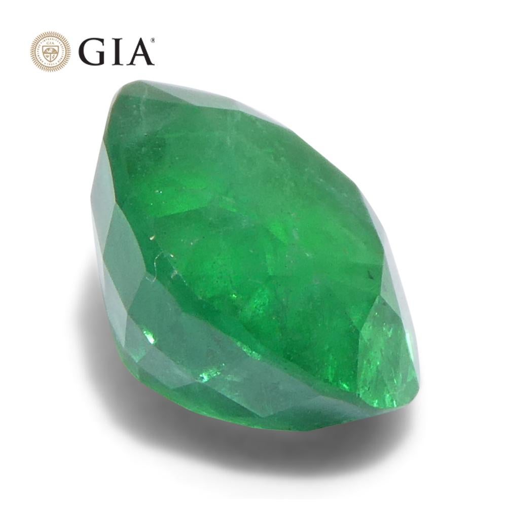2.93ct Cushion Green Emerald GIA Certified Zambia (F2) For Sale 2