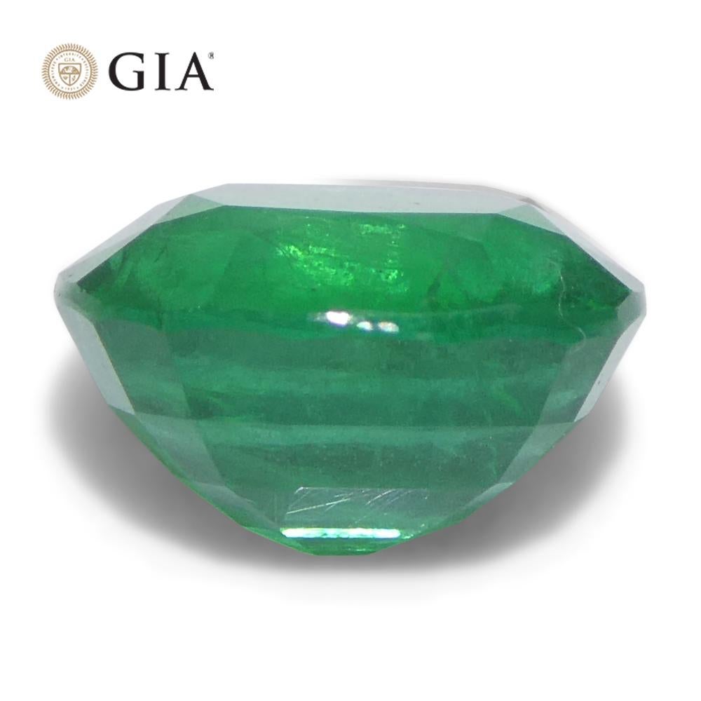 2.93ct Cushion Green Emerald GIA Certified Zambia (F2) For Sale 3