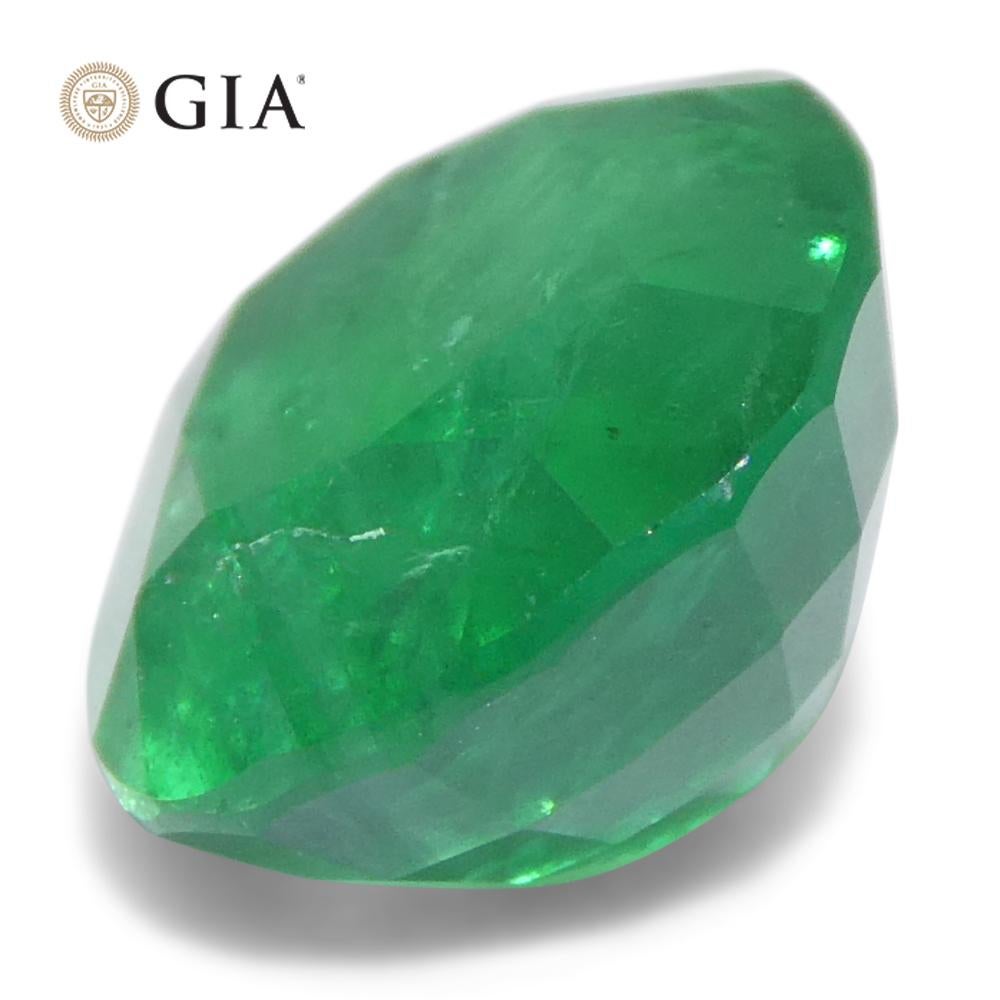 2.93ct Cushion Green Emerald GIA Certified Zambia (F2) For Sale 4