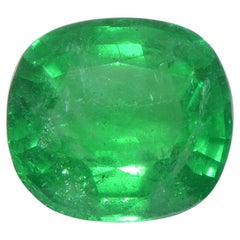 2.93ct Cushion Green Emerald GIA Certified Zambia (F2)