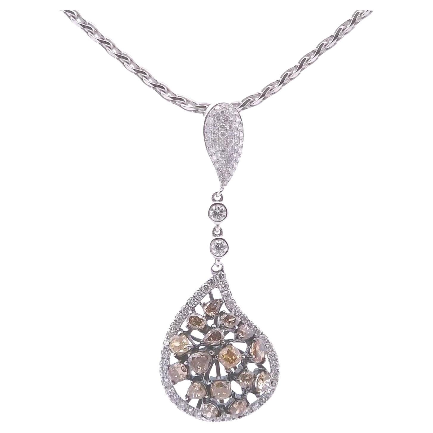 2.93ct Fancy Diamond Pendant in 14k WG