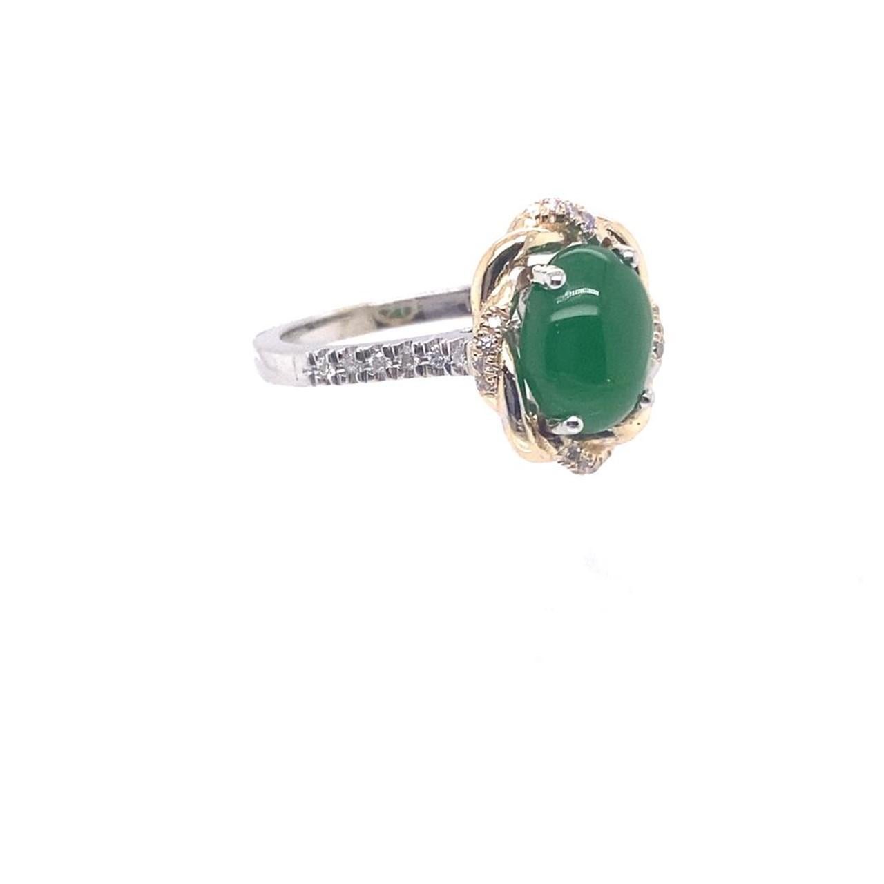 De las mujeres Anillo de oro blanco / amarillo de 14 quilates con jadeide natural de 2,93 quilates en venta