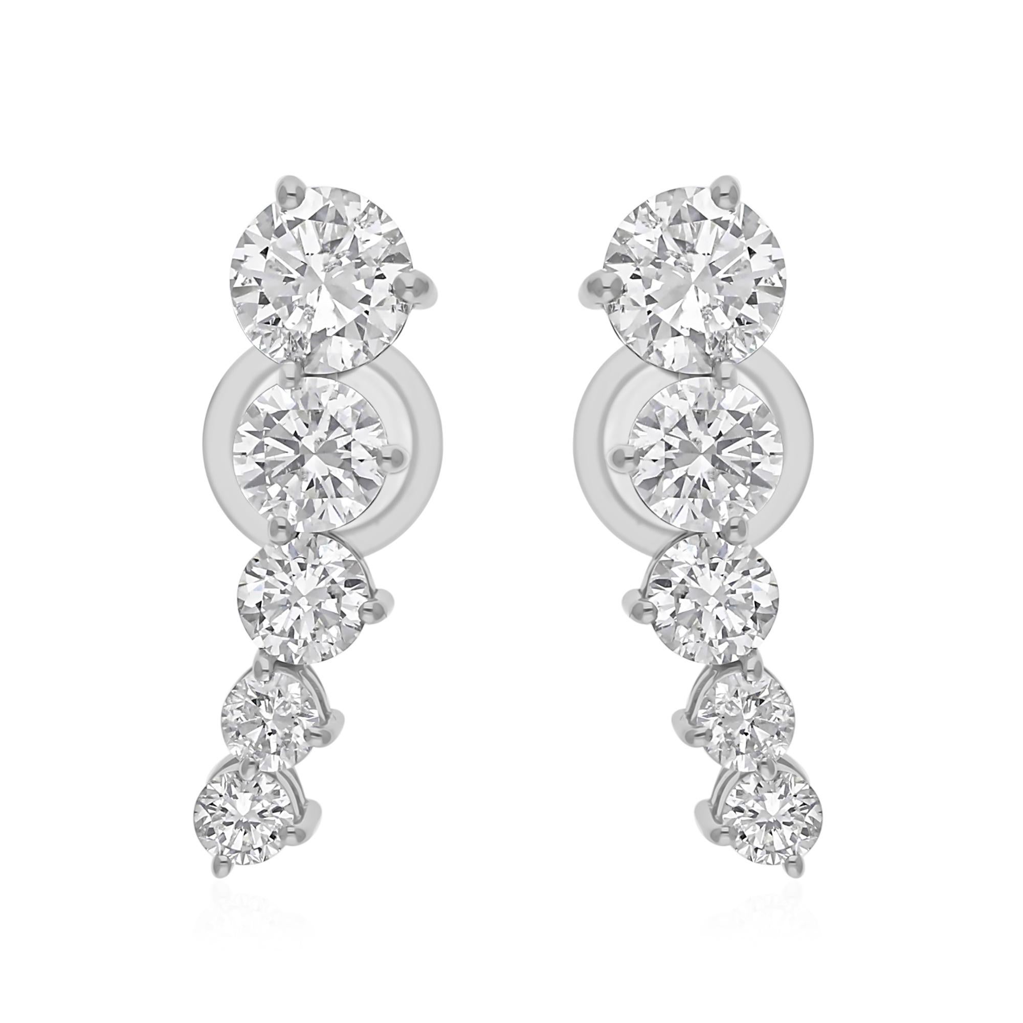 Donna 2.93Ct SI/HI Diamante in oro bianco 18k Orecchini a perno Tutti i prezzi pagati in vendita