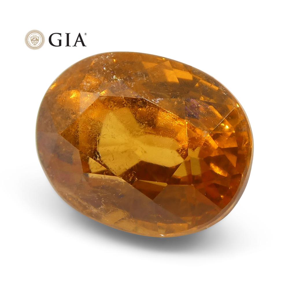 Brilliant Cut 2.93ct Vivid Fanta Orange Spessartine/Spessartite Garnet Oval, GIA Certified For Sale