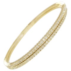 2.94 Carat Double Row Bangle Yellow Gold 14 Karat Bracelet