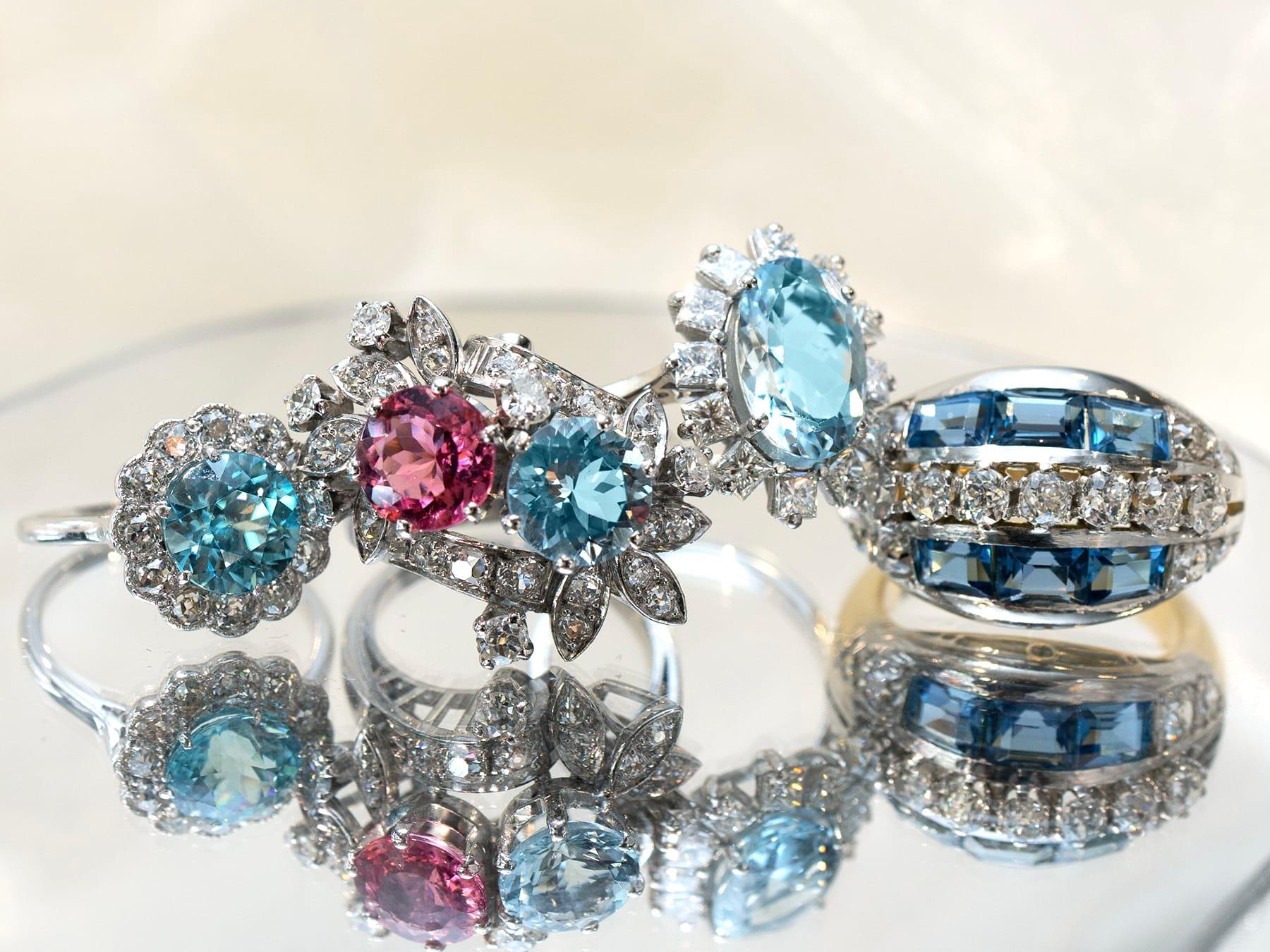 da uomo o donna Anello di fidanzamento in platino con acquamarina da 2,94 carati e diamante da 1,10 carati in vendita