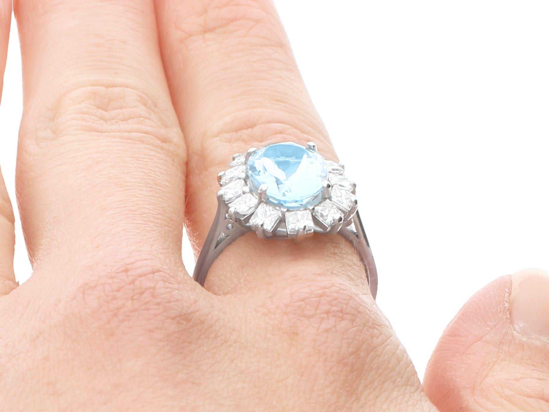 2.94 Carat Aquamarine and 1.10 Carat Diamond Platinum Engagement Ring For Sale 4
