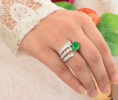 2.94 Carat Emerald 1.82 Carats Diamond 14 Karat Gold Ring